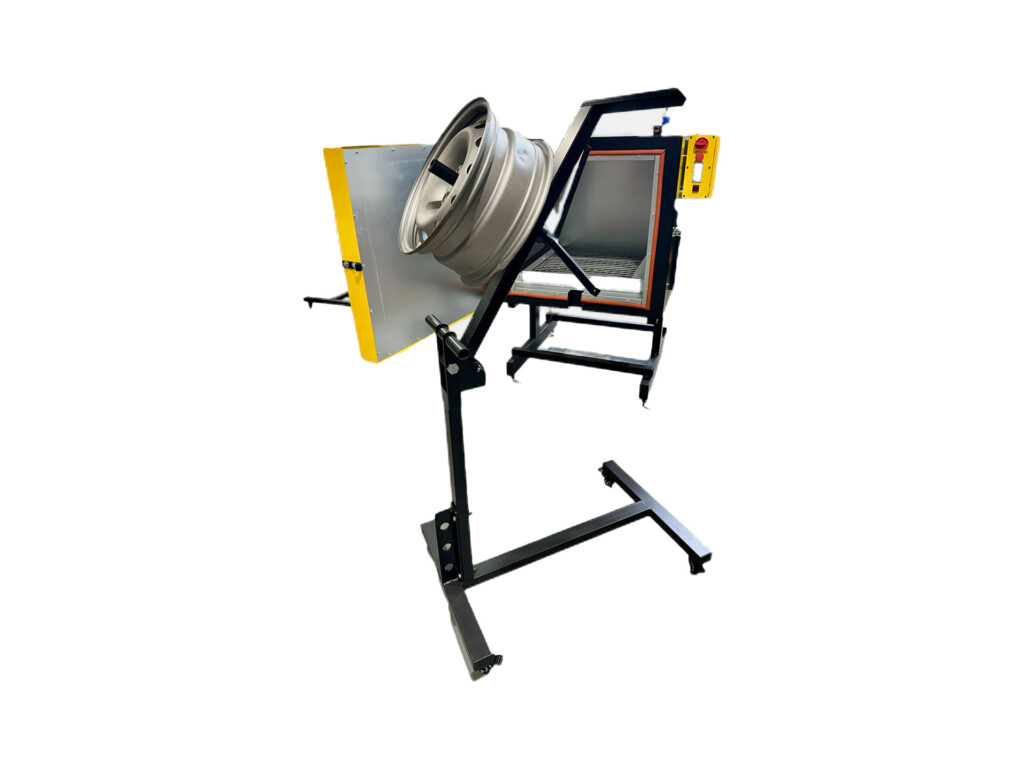 SYSTEM 4 PIECÓW DO POZIOMEGO MALOWANIA FELG Z WÓZKAMI OBROTOWYMI